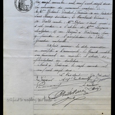 1922 novembre acceptation de la maquette