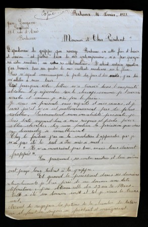 19234 fevrier lettre de r lougarre expliquant son retard