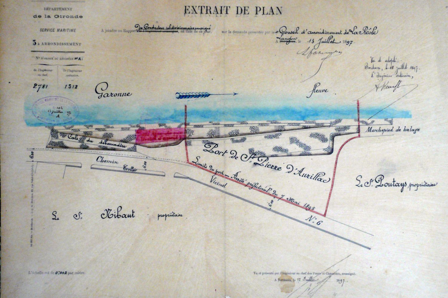 Plan de la construction de la cale 1897